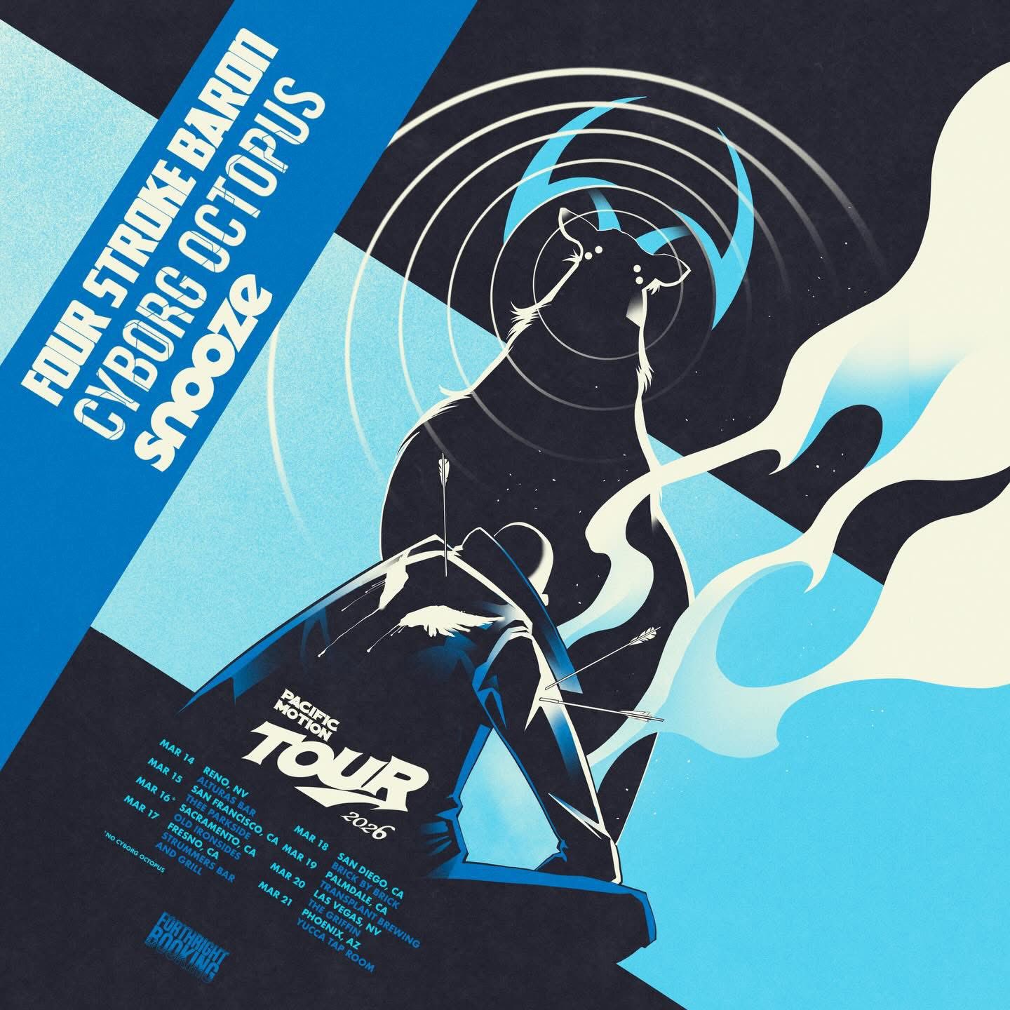 Four Stroke Baron — Leg two / Pacific Motion Tour tour flyer